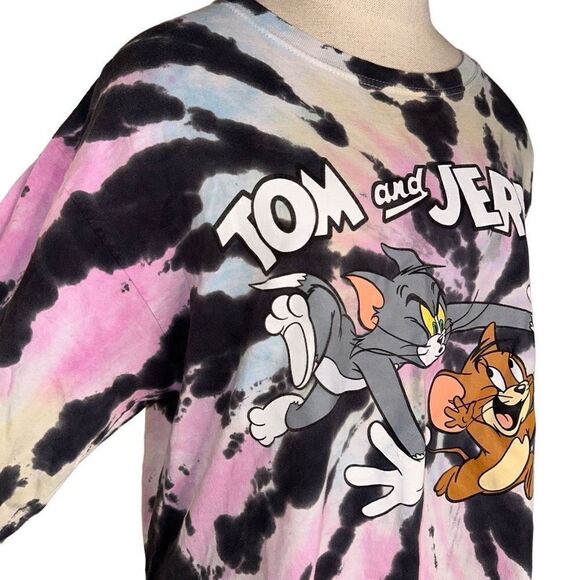 Tom & Jerry Mens Colorful Character Print Longsleeve Tshirt Casual Retro Hipster - Picture 3 of 9